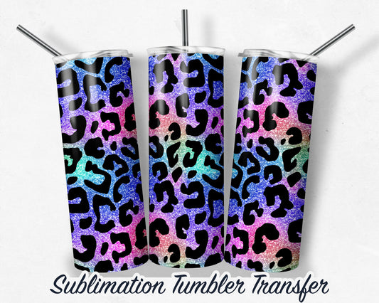 Rainbow Leopard  Sublimation Transfer Print For 20 oz Tumblers - 30 oz Tumblers - Ready To press - Heat Transfers