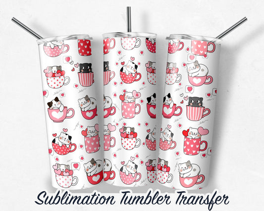 Cats  Sublimation Transfer Print For 20 oz - 30 oz Tumblers - Ready to Press - Heat Transfers