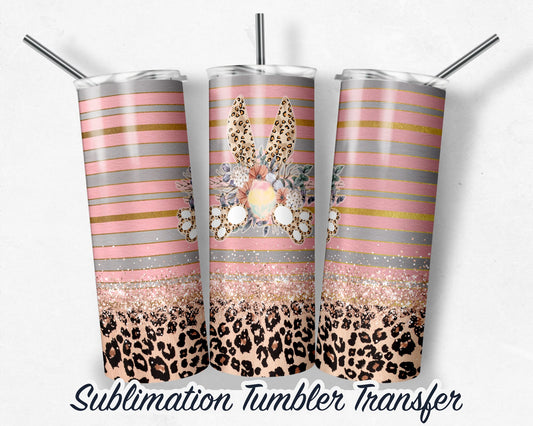 Easter Leopard  Sublimation Transfer Print For 20 oz - 30 oz Skinny Tumbler - Ready To press - Heat Transfers