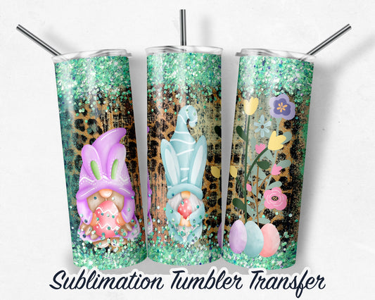 Easter Gnomes  Sublimation Transfer Print For 20 oz - 30 oz Skinny Tumbler - Ready To press - Heat Transfers