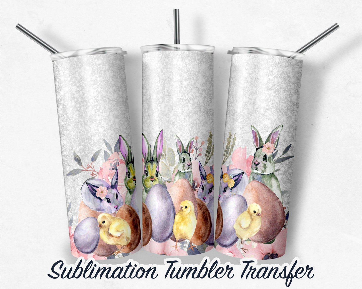 Easter  Sublimation Transfer Print For 20 oz - 30 oz Skinny Tumbler - Ready To press - Heat Transfers