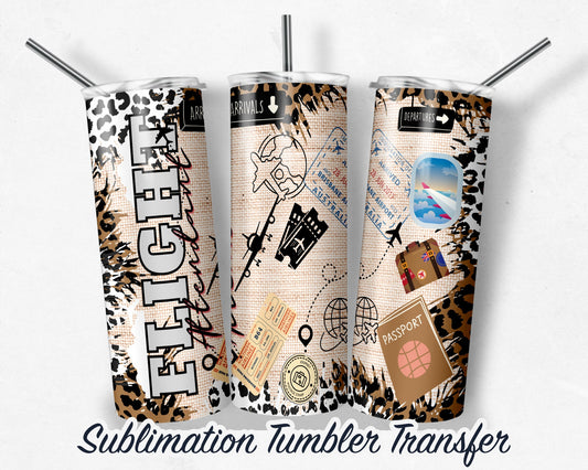 Flight Attendant  Sublimation Transfer Print For 20 oz Tumblers - 30 oz Tumblers - Ready To press - Heat Transfers