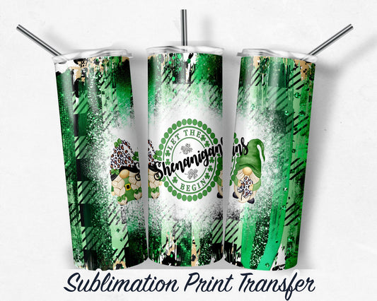 St. Patrick's Day  Sublimation Transfer Print For 20 oz - 30 oz Skinny Tumbler - Ready To press - Heat Transfers