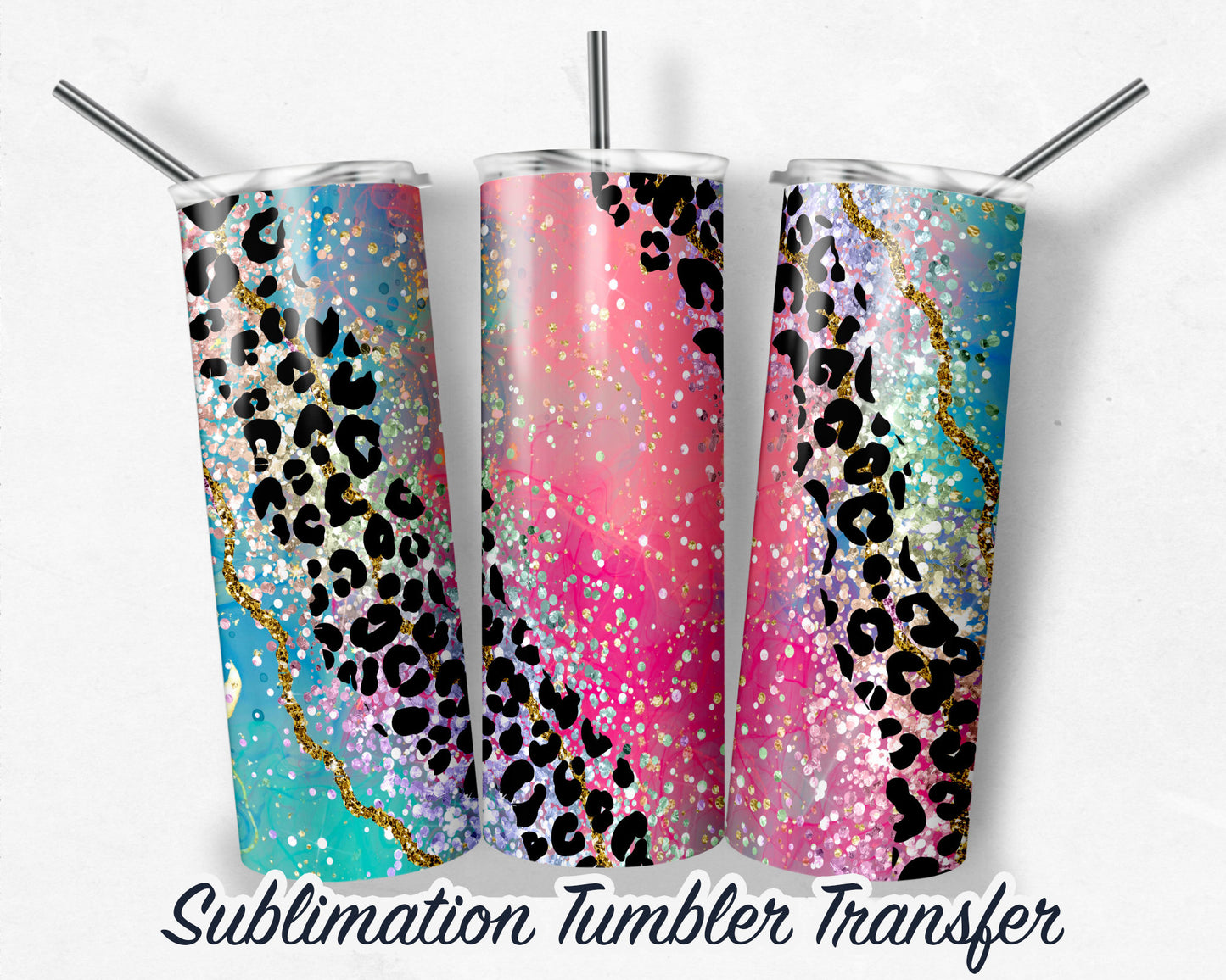 Pink Agate  Sublimation Transfer Print For 20 oz - 30 oz Skinny Tumbler - Ready To press - Heat Transfers