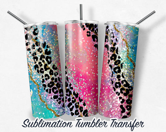 Pink Agate  Sublimation Transfer Print For 20 oz - 30 oz Skinny Tumbler - Ready To press - Heat Transfers