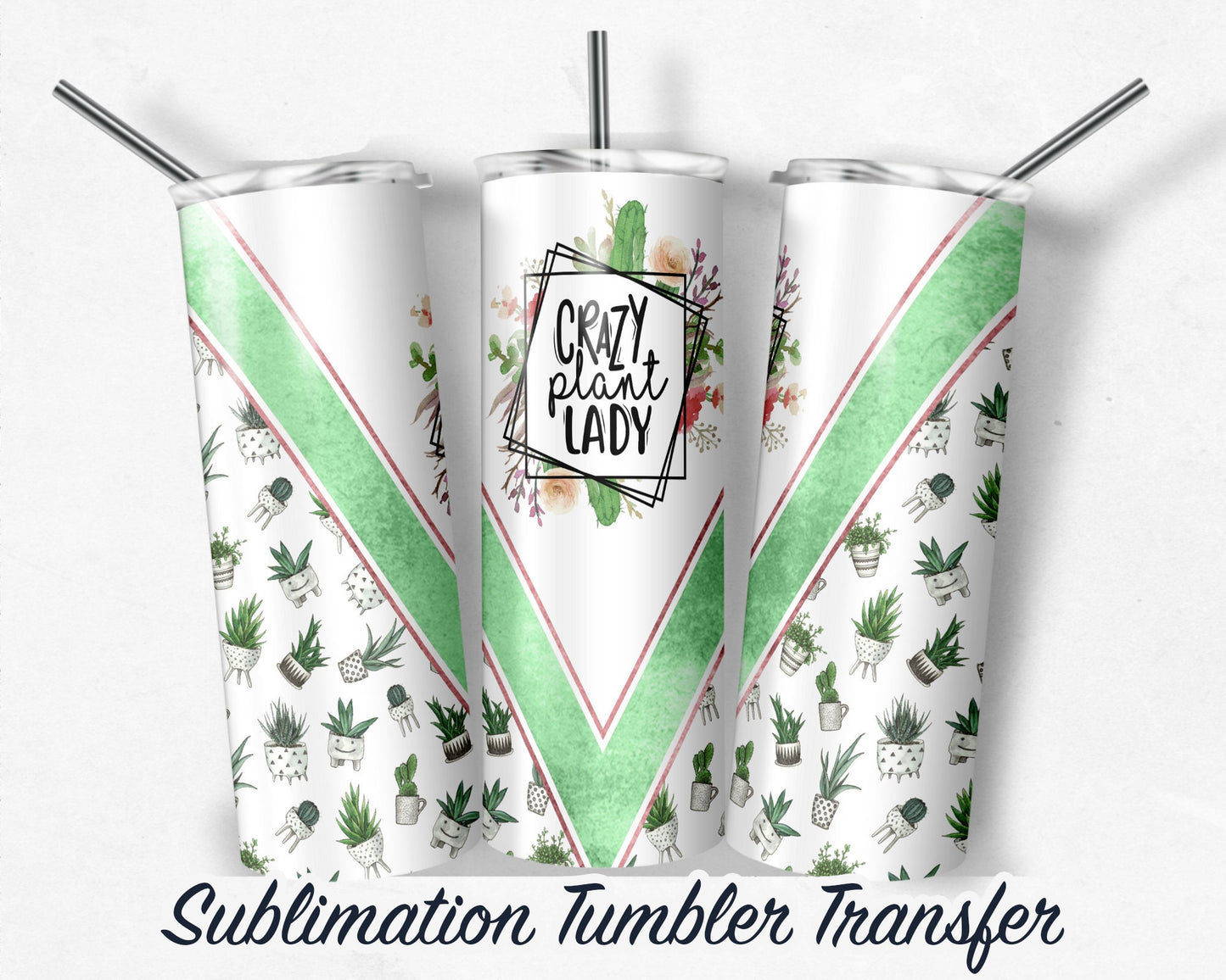 Plant Lady  Sublimation Transfer Print For 20 oz Tumblers - 30 oz Tumblers - Ready To press - Heat Transfers