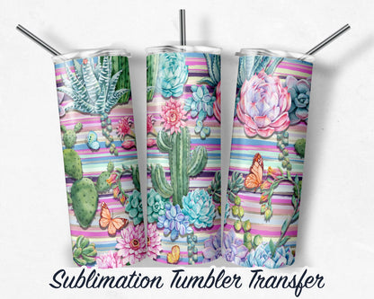 Watercolor Cactus  Sublimation Transfer Print For 20 oz Tumblers - 30 oz Tumblers - Ready To press - Heat Transfers