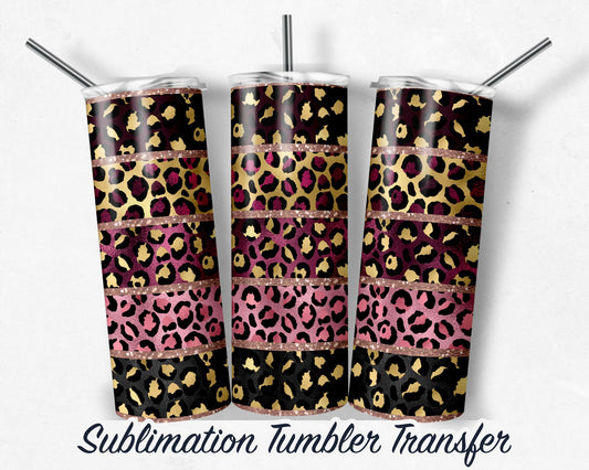 Rainbow Leopard  Sublimation Transfer Print For 20 oz Tumblers - 30 oz Tumblers - Ready To press - Heat Transfers