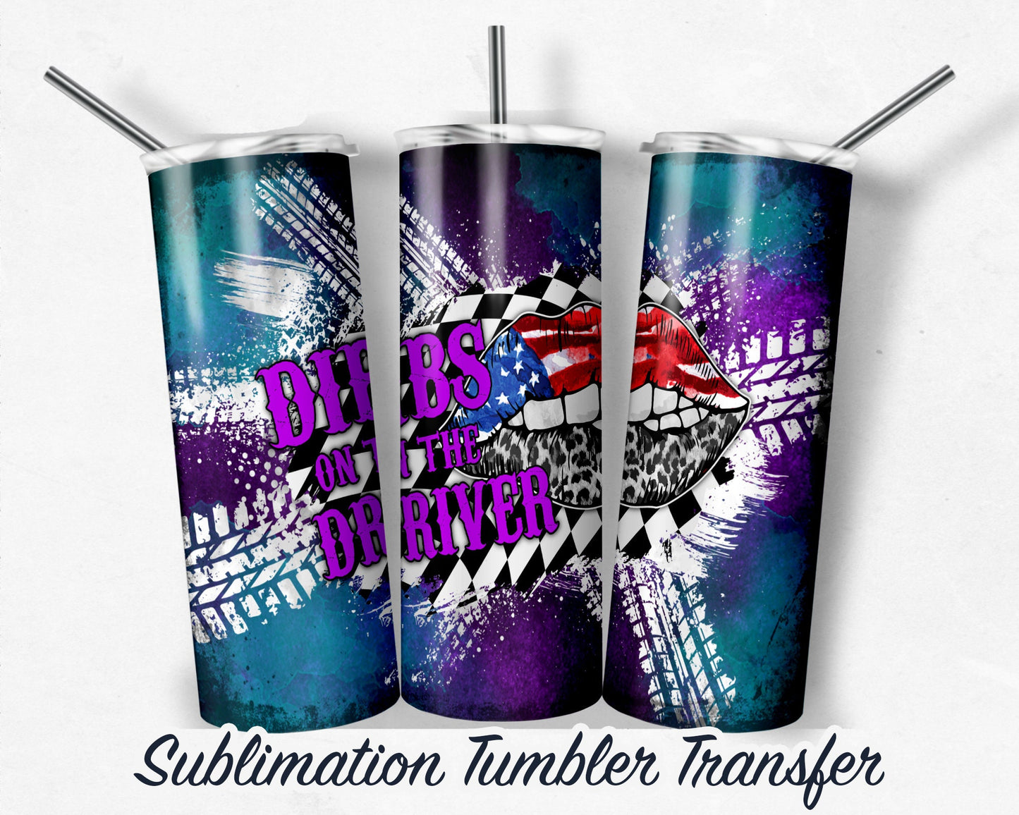 Racing  Sublimation Transfer Print For 20 oz - 30 oz Skinny Tumbler - Ready To press - Heat Transfers