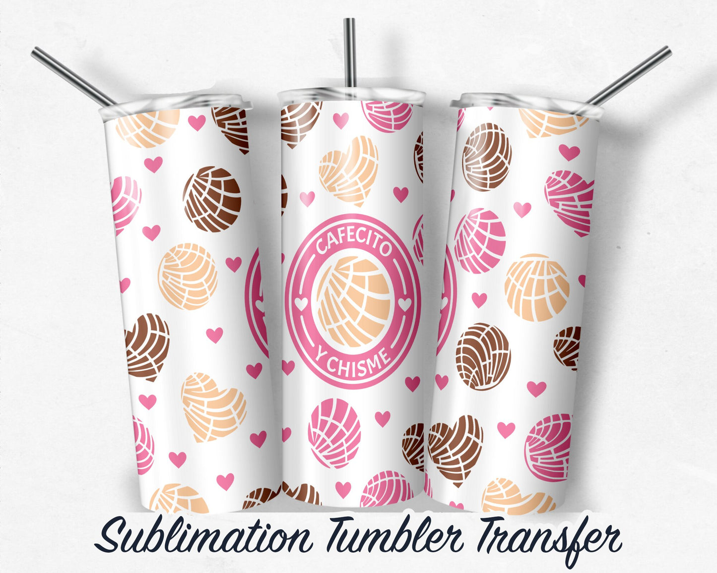 Cafecito  Sublimation Transfer Print For 20 oz - 30 oz Skinny Tumbler - Ready To press - Heat Transfers