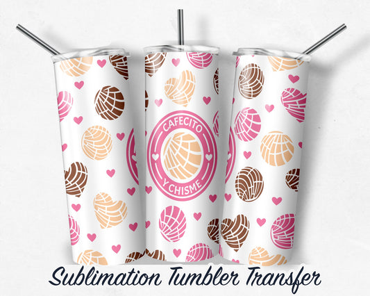 Cafecito  Sublimation Transfer Print For 20 oz - 30 oz Skinny Tumbler - Ready To press - Heat Transfers