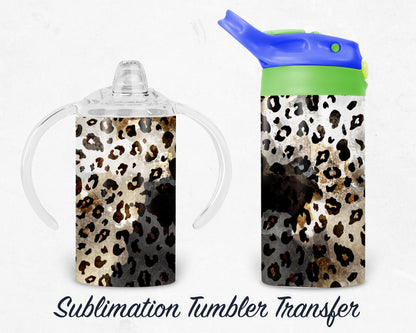 Leopard Print Kids 12 oz Sippy Sublimation Tumbler Transfer - Ready To press - Heat Transfers SHIPS NEXT DAY