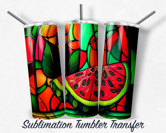 Watermelon  Sublimation Transfer Print 20 oz - 30 oz Skinny Tumbler - Ready to Press - Heat Transfers