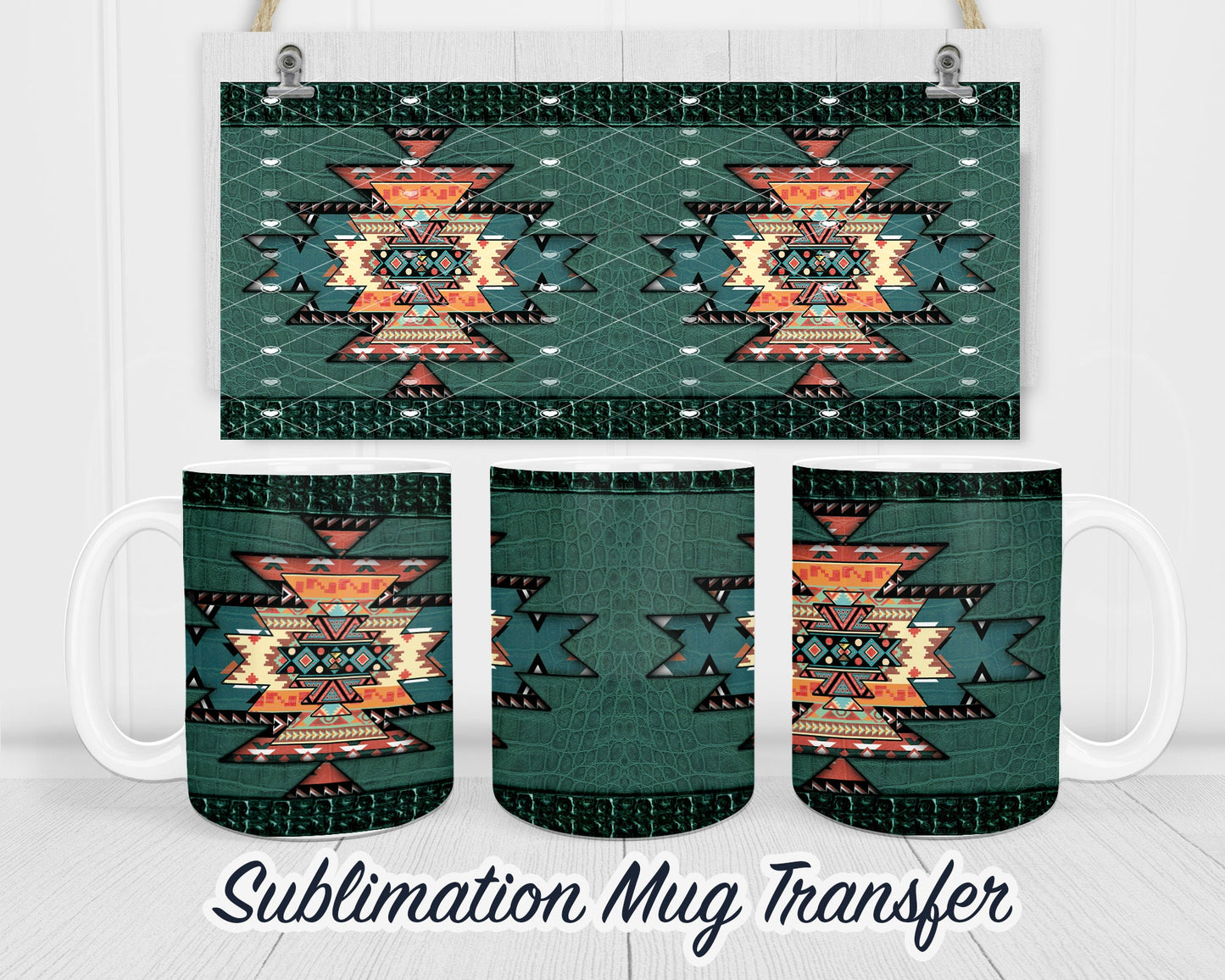 South Western - Sublimation Transfer Print For 11 oz - 15 oz Mugs - Ready To press - Heat Transfer