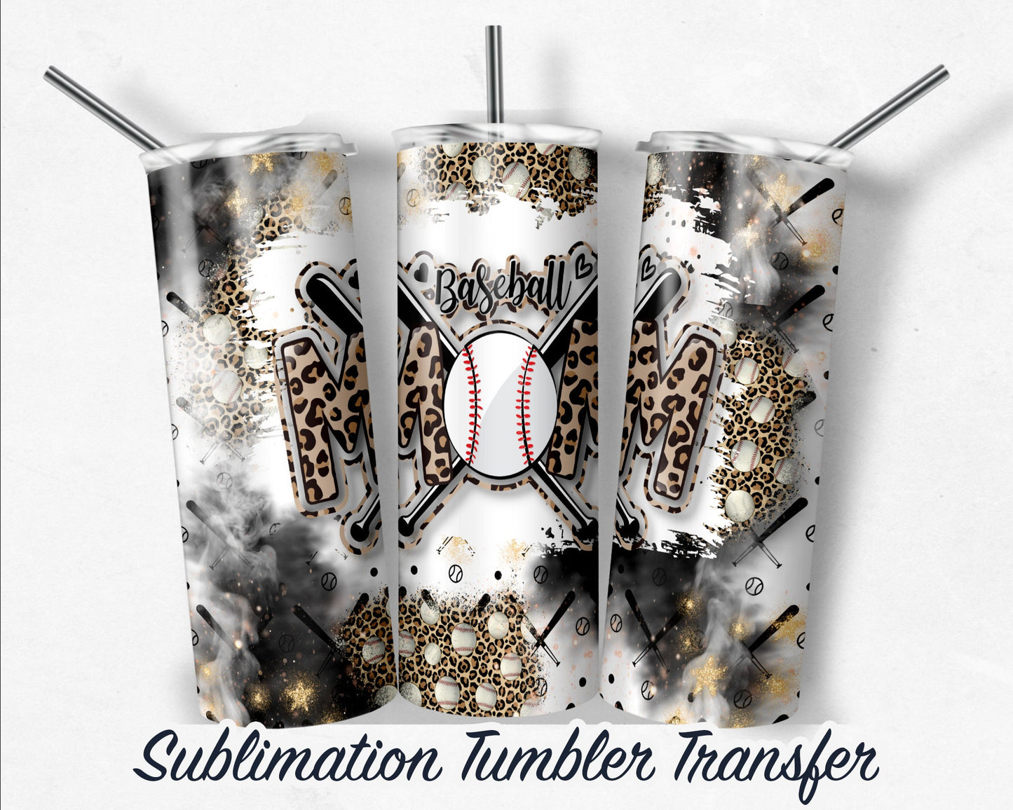 Baseball MOM -  Sublimation Transfer Print For 20 oz - 30 oz Skinny Tumbler - Ready To Press