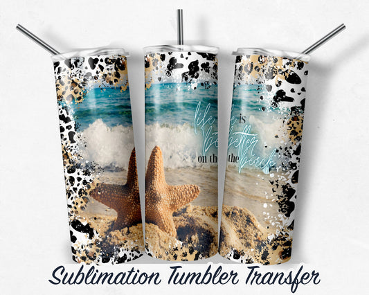 Beach  Sublimation Transfer Print For 20 oz - 30 oz Tumblers - Ready To press - Heat Transfers