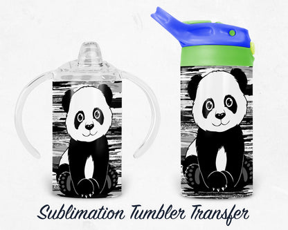 Panda Kids 12 oz Sippy Sublimation Tumbler Transfer - Ready To press - Heat Transfers SHIPS NEXT DAY