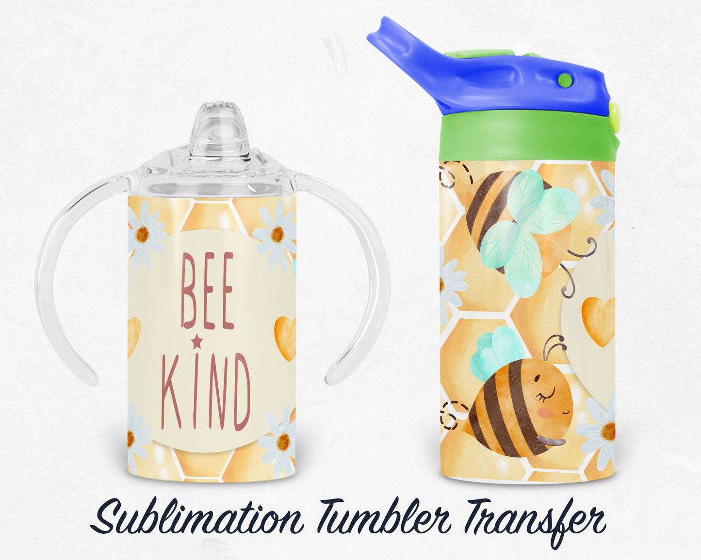 Honey Bee Kids 12 oz Sippy Sublimation Tumbler Transfer - Ready To press - Heat Transfers SHIPS NEXT DAY