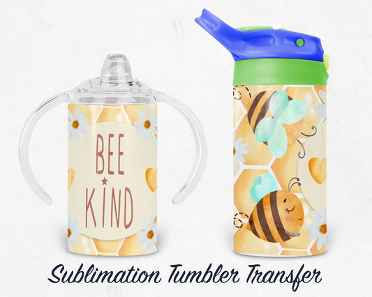 Honey Bee Kids 12 oz Sippy Sublimation Tumbler Transfer - Ready To press - Heat Transfers SHIPS NEXT DAY