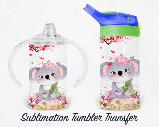 Koala Kids 12 oz Sippy Sublimation Tumbler Transfer - Ready To press - Heat Transfers SHIPS NEXT DAY