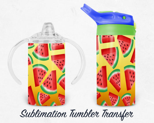 Watermelon Fruit - Kids 12 oz Sippy Sublimation Tumbler Transfer - Ready To press - Heat Transfers SHIPS NEXT DAY