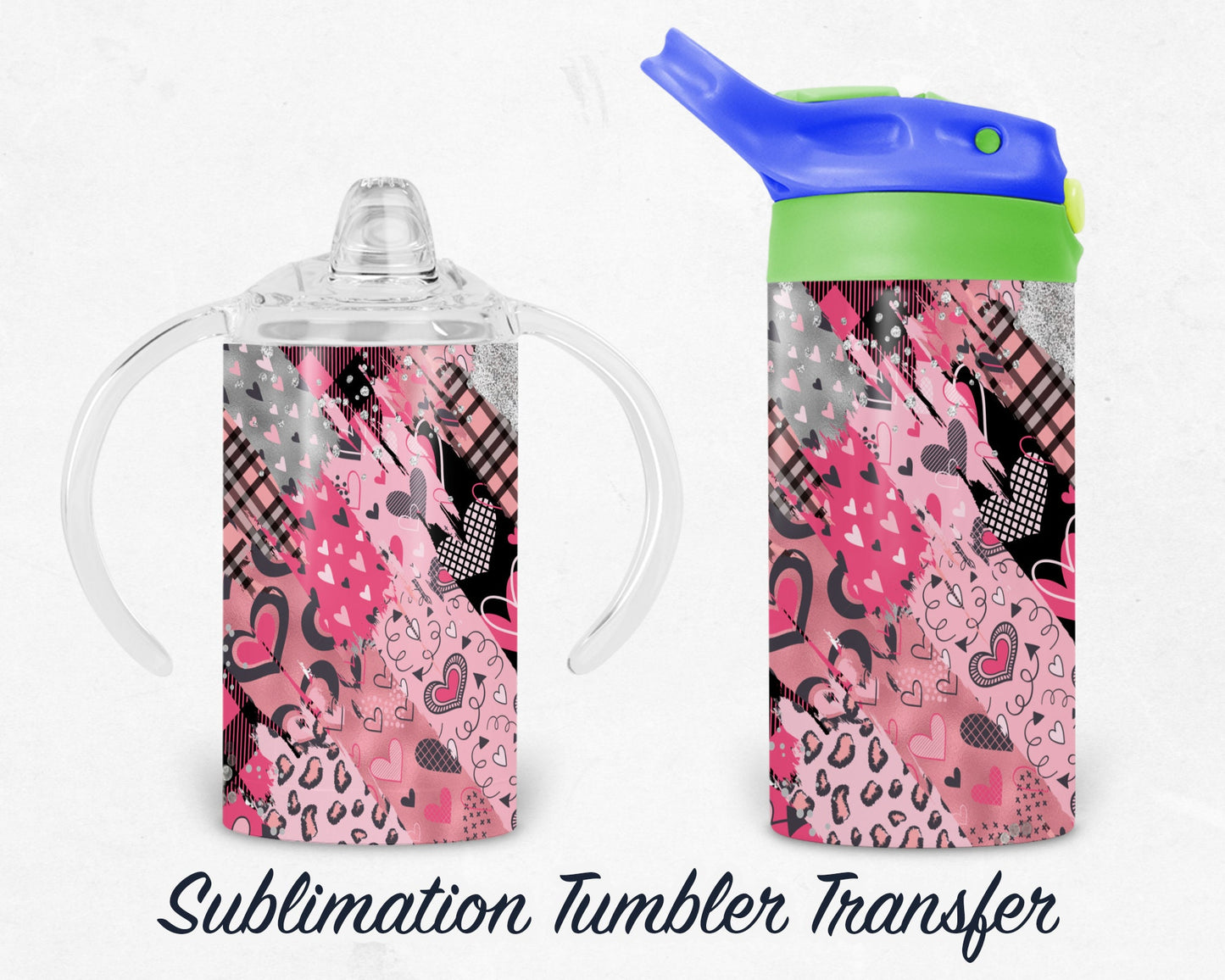 Valentines Kids 12 oz Sippy Sublimation Tumbler Transfer - Ready To press - Heat Transfers SHIPS NEXT DAY