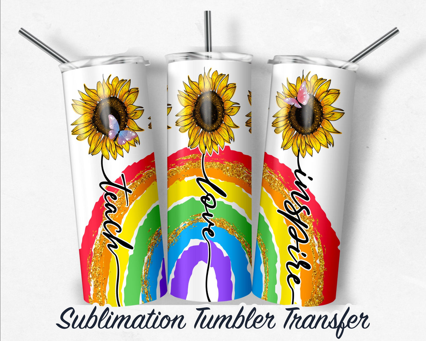 Rainbow Teacher  Sublimation Transfer Print For 20 oz Tumblers - 30 oz Tumblers - Ready To press - Heat Transfers