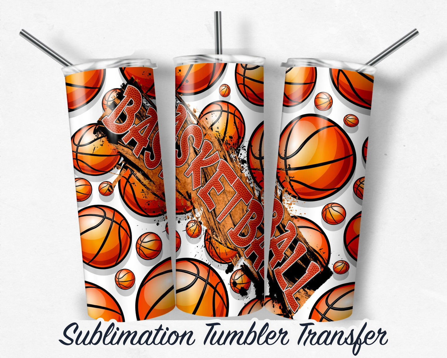 Basketball  Sublimation Transfer Print For 20 oz Tumblers - 30 oz Tumblers - Ready To press - Heat Transfers