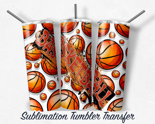 Basketball  Sublimation Transfer Print For 20 oz Tumblers - 30 oz Tumblers - Ready To press - Heat Transfers