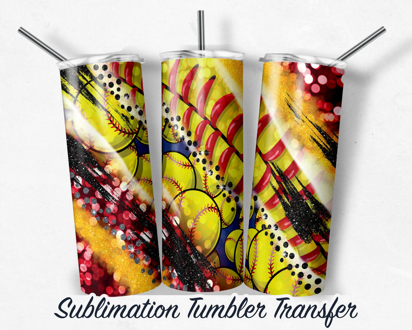 Softball  Sublimation Transfer Print 20 oz Skinny Tumbler - 30oz Skinny Tumbler - Ready To press - Heat Transfers