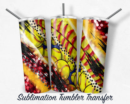 Softball  Sublimation Transfer Print 20 oz Skinny Tumbler - 30oz Skinny Tumbler - Ready To press - Heat Transfers