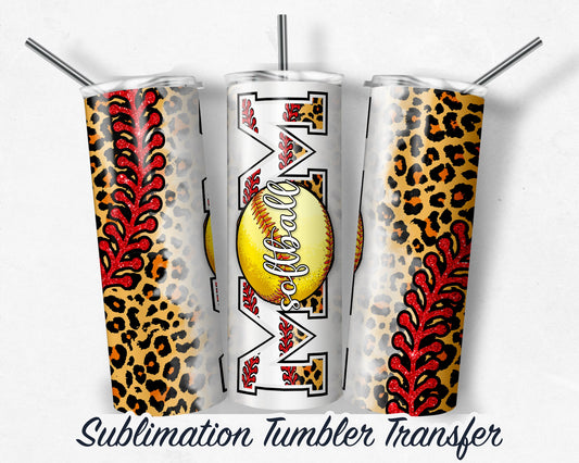 Softball Mom  Sublimation Transfer Print 20 oz Skinny Tumbler - 30oz Skinny Tumbler - Ready To press - Heat Transfers