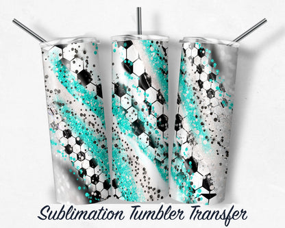 Teal Soccer  Sublimation Transfer Print For 20 oz Tumblers - 30 oz Tumblers - Ready To press - Heat Transfers