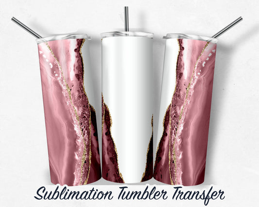 Pink Agate  Sublimation Transfer Print For 20 oz Tumblers - 30 oz Tumblers - Ready To press - Heat Transfers