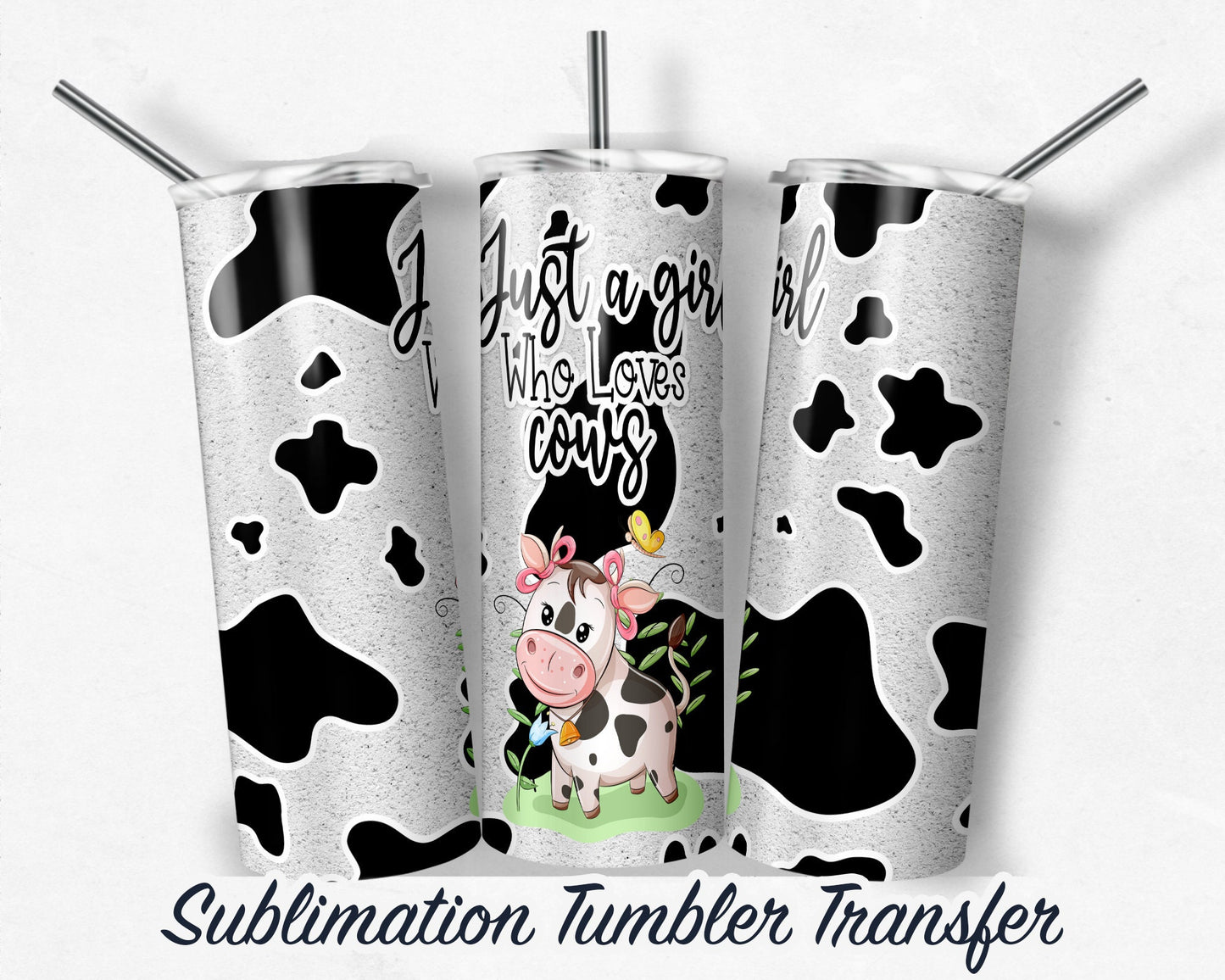 Black Baby Cow  Sublimation Transfer Print For 20 oz Tumblers - 30 oz Tumblers - Ready To press - Heat Transfers