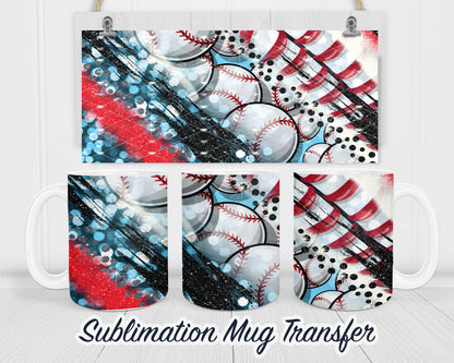 Baseball - Sublimation Transfer Print For 11 oz - 15 oz Mugs - Ready To press - Heat Transfer