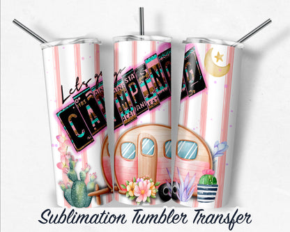 Camping  Sublimation Print For 20 oz Skinny Tumbler - 30oz Skinny Tumbler - Heat Transfers