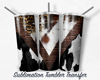 Cowhide  Sublimation Transfer Print For 20 oz Tumbler - 30 oz Skinny Tumbler - RTP - Heat Transfers