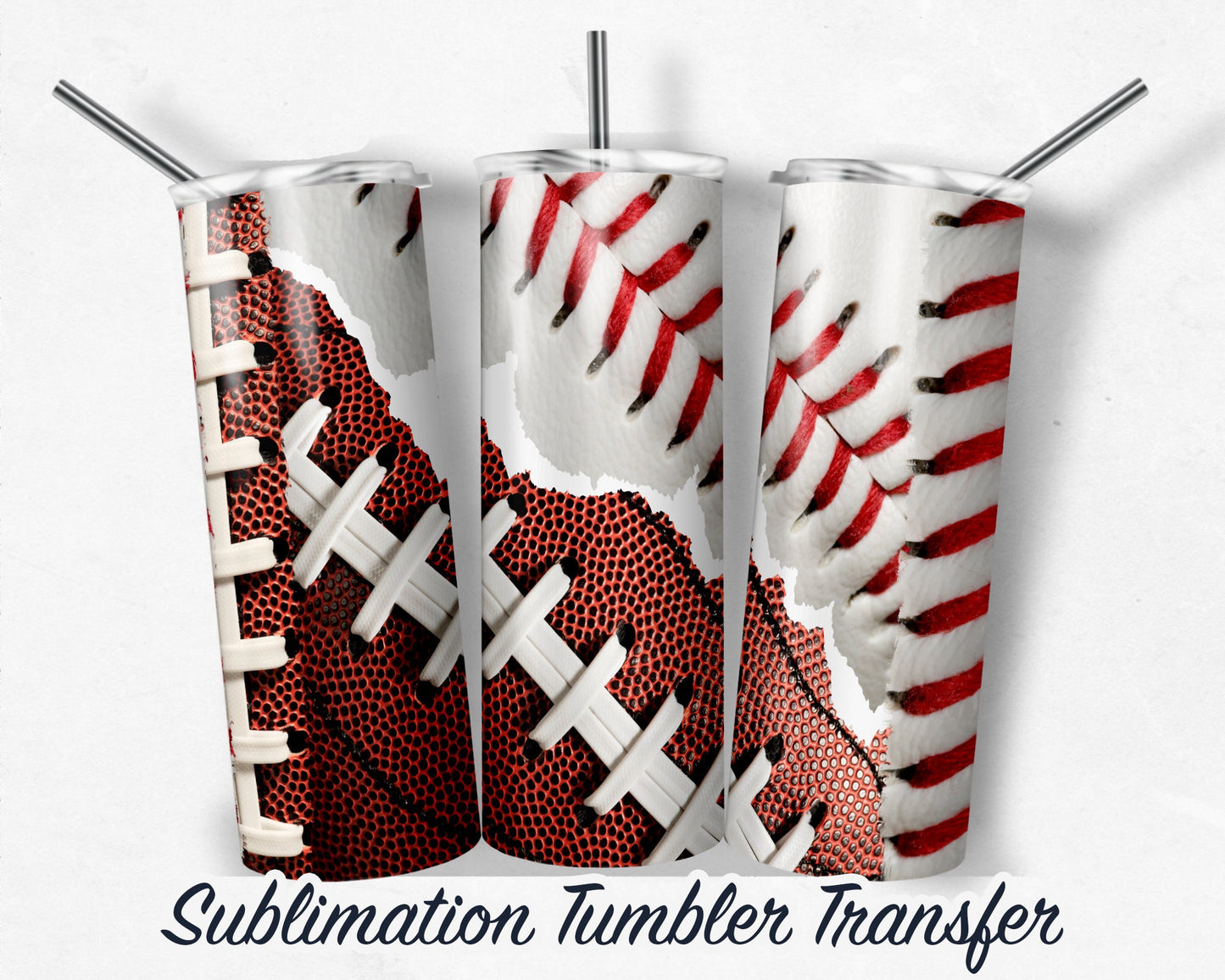 Baseball Football  Sublimation Transfer Print For 20 oz Tumblers - 30 oz Tumblers - Ready To press - Heat Transfers