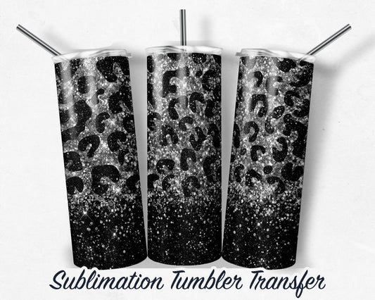 Black Leopard  Sublimation Transfer Print For 20 oz Tumbler - 30 oz Skinny Tumbler - Ready To press - Heat Transfers