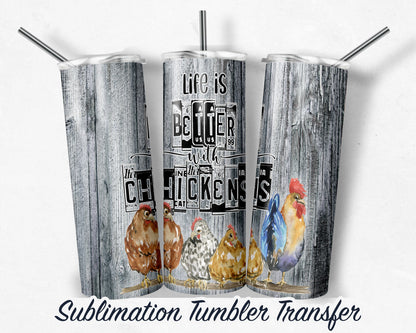 Chickens  Sublimation Transfer Print For 20 oz Tumbler - 30 oz Skinny Tumbler - Ready To press - Heat Transfers