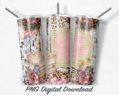 Stacked Books 20 oz Sublimation Tumbler Design - PNG Digital Download