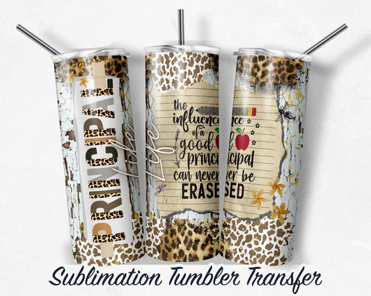 Principal Life Leopard Print  Sublimation Transfer Print For 20 oz Tumblers - 30 oz Tumblers - Ready To press - Heat Transfers