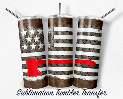 Firefighter  Sublimation Transfer Print For 20 oz - 30 oz Skinny Tumbler - Ready To press - Heat Transfer