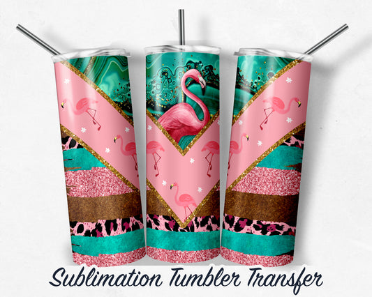 Flamingo  Sublimation Transfer Print For 20 oz Tumbler - 30 oz Skinny Tumbler - RTP - Heat Transfers