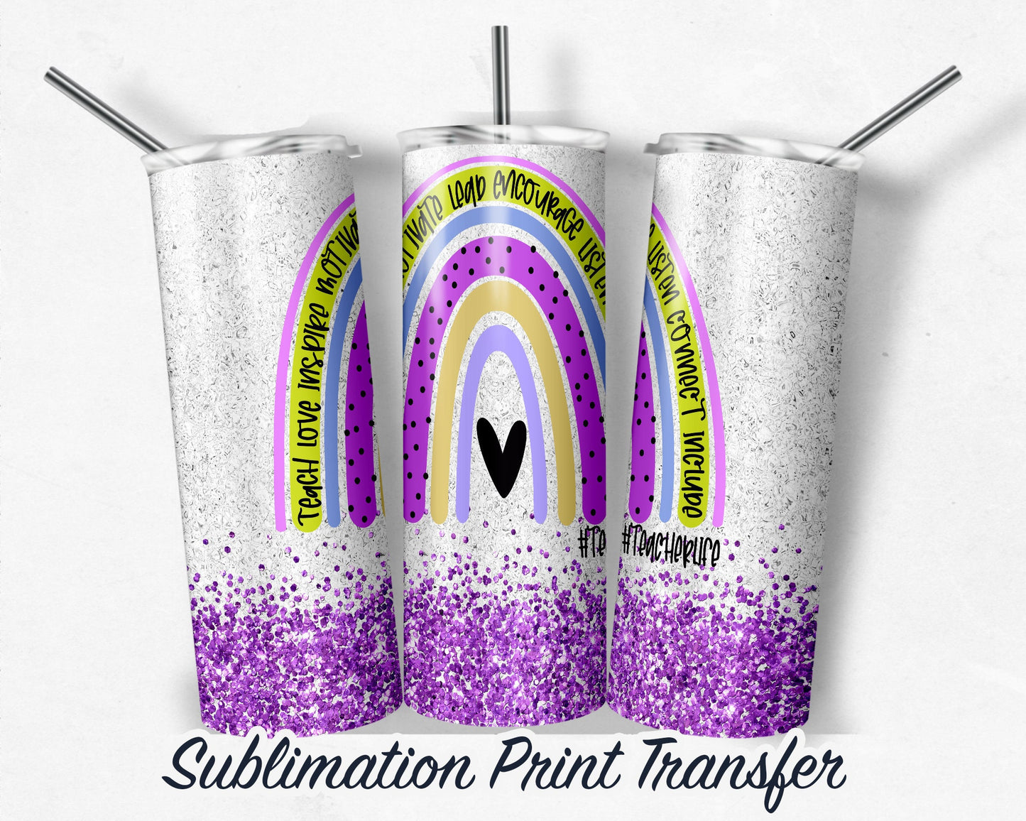 Rainbow  Sublimation Transfer Print For 20 oz Tumblers - 30 oz Tumblers - Ready To press - Heat Transfers