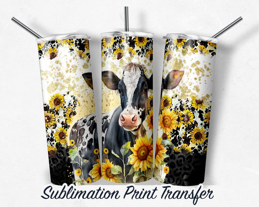 Cow  Sublimation Transfer Print For 20 oz Tumblers - 30 oz Tumblers - Ready To press - Heat Transfers