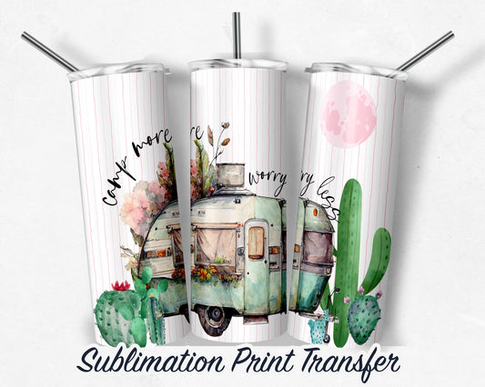 Camping  Sublimation Transfer Print For 20 oz Tumblers - 30 oz Tumblers - Ready To press - Heat Transfers