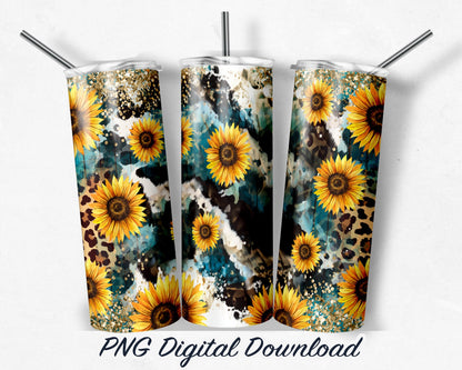 Sunflower Burst 20oz Sublimation Tumbler Design - PNG Digital Download
