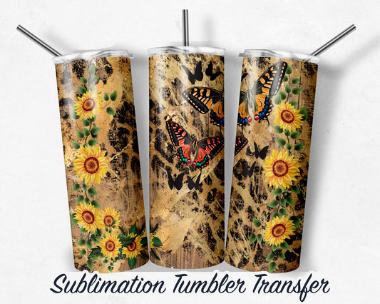 Butterfly  Sublimation Transfer Print 20 oz - 30 oz Skinny Tumbler - Ready to Press - Heat Transfers